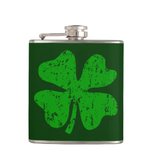 Vintage St Patrick's Day flask with green shamrock