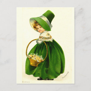 Vintage St. Patrick's Day Girl Postcard