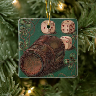Vintage St. Patrick's Day, Good Luck Irish Dice Ceramic Tree Decoration