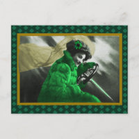 Vintage St Patrick's Day Green Girl in Car