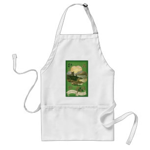 Vintage St. Patricks Day Greetings Castle Shamrock Standard Apron