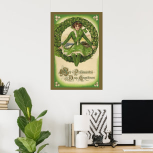 Vintage St. Patrick's Day Greetings, Clover Lassy Poster