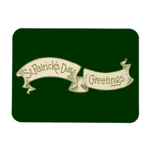 Vintage St. Patrick's Day Greetings Golden Banner Magnet