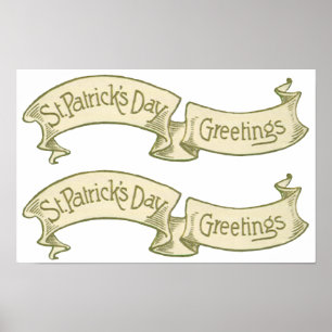 Vintage St. Patrick's Day Greetings Golden Banner Poster