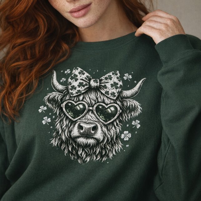 Vintage St. Patrick's Day Highland Cow Sweatshirt (Creator Uploaded)