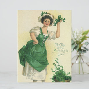 Vintage St. Patrick's Day Irish Lass with Clovers