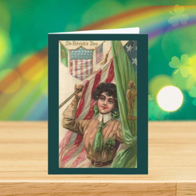 Vintage St. Patrick's Day Lady and Flag Card (Vintage St. Patrick's Day Lady and Flag Card)