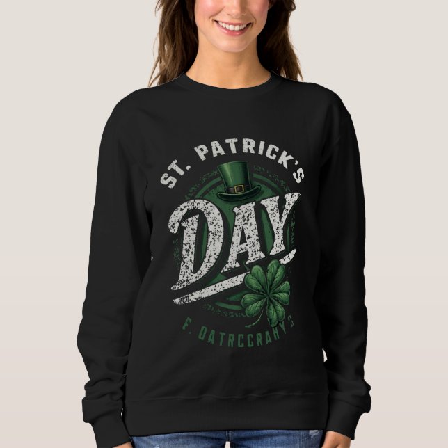 Vintage St. Patrick's Day Leprechaun Hat Shamrock Sweatshirt (Front)