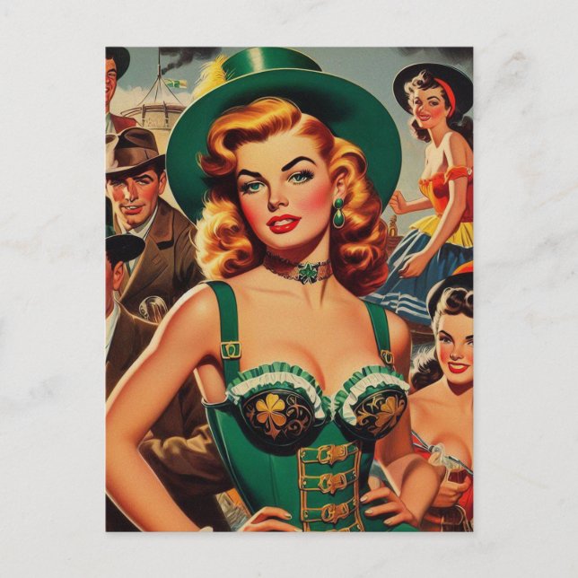 Vintage St. Patrick's Day Pin Up Postcard (Front)