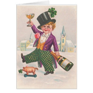 Vintage St Patricks Day Shamrock Champagne