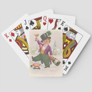 Vintage St Patricks Day Shamrock Champagne Playing Cards