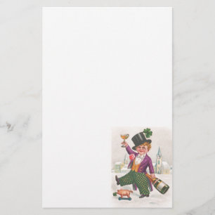Vintage St Patricks Day Shamrock Champagne Stationery