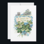Vintage St. Patrick's Day Shamrocks Holiday Card<br><div class="desc">Lovely vintage Irish greeting featuring rustic landscape,  blue forget-me-nots,  green shamrocks and St. Patrick's Day Greetings typography. Back features editable Irish blessing message.</div>