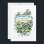 Vintage St. Patrick's Day Shamrocks Holiday Card<br><div class="desc">Lovely vintage Irish greeting featuring rustic landscape,  blue forget-me-nots,  green shamrocks and St. Patrick's Day Greetings typography. Back features editable Irish blessing message.</div>