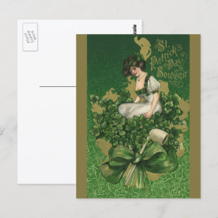 Vintage St. Patrick's Day Souvenir, Irish Lass Postcard