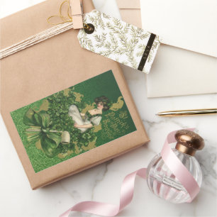 Vintage St. Patrick's Day Souvenir, Irish Lass Rectangular Sticker