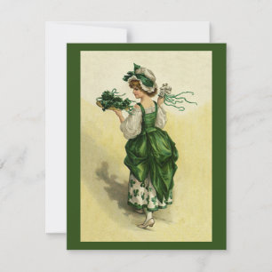 Vintage St. Patrick's Day, Woman Green Shamrocks Card