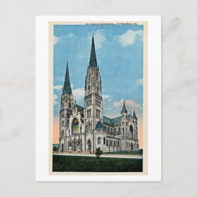 Vintage St. Paul's Cathedral, Pittsburgh, PA Postcard (Front)