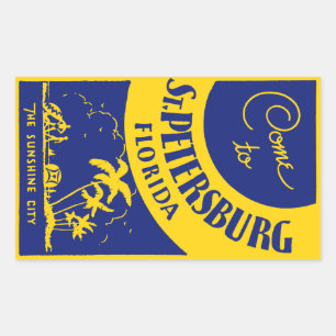 Vintage St. Petersburg Florida Rectangular Sticker