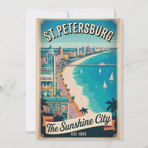 Vintage St. Petersburg Florida Retro Travel Holiday Card