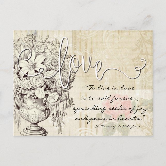 Vintage St. Therese Catholic Nun Religious Quote Postcard (Front)