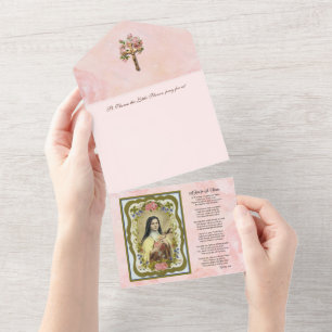 Vintage St. Therese Jesus  Religious Scripture All In One Invitation