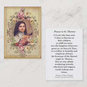 Vintage St. Therese the Little Flower Prayer Business Card