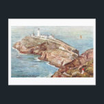 Vintage Stack Lighthouse in Holyhead, Wales Postcard<br><div class="desc">This postcard is a reproduction of a vintage travel postcard showing the Stack Lighthouse in Holyhead,  Wales.</div>