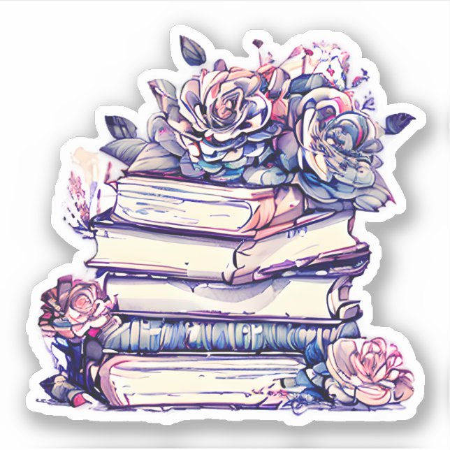 Vintage Stack of Books and Roses (Front)