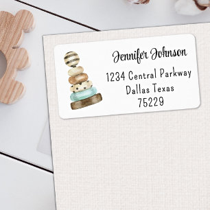 Vintage Stack Toy Boho Baby Shower Address Label