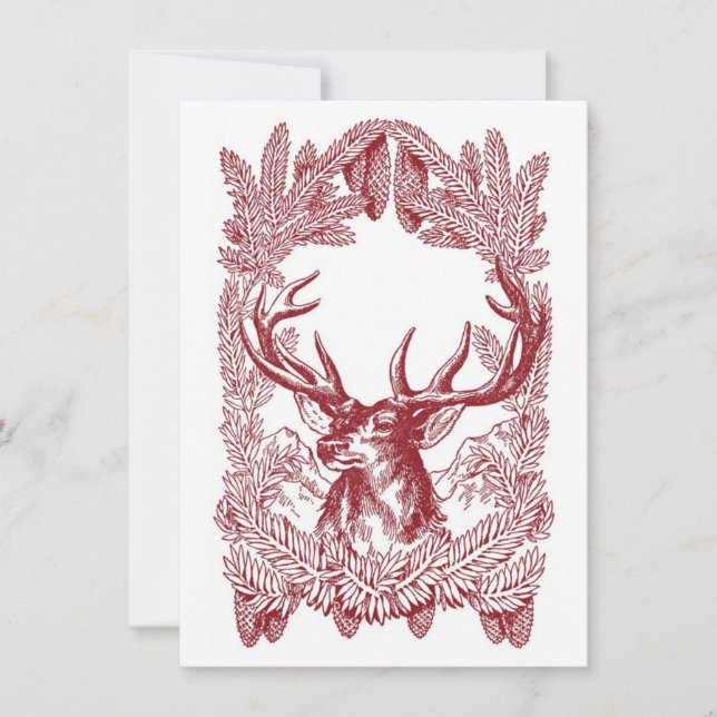 Vintage Stag Christmas Card with Envelope (Front)