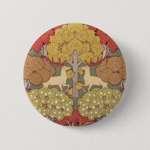 Vintage Stag Deer Forest Sage Green Pattern 6 Cm Round Badge