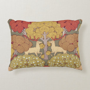 Vintage Stag Deer Forest Sage Green Pattern Decorative Cushion
