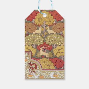 Vintage Stag Deer Forest Sage Green Pattern Gift Tags