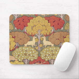Vintage Stag Deer Forest Sage Green Pattern Mouse Pad