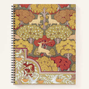 Vintage Stag Deer Forest Sage Green Pattern Notebook