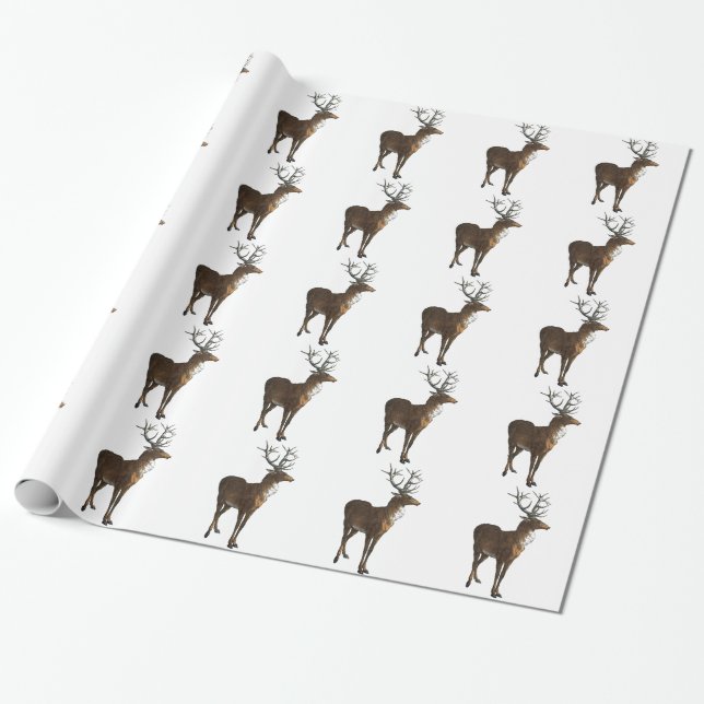 Vintage Stag Gift Wrap (Unrolled)