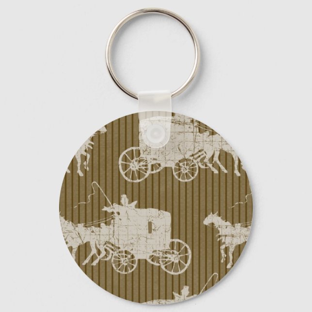 Vintage Stagecoach Brown Key Ring (Front)