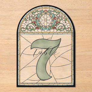 Vintage Stained Glass Effect Acrylic Table Numbers