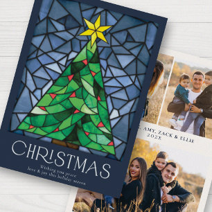 Vintage Stained Glass Happy Holidays Holiday Card