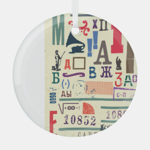 Vintage Stamp: Document Decor Glass Tree Decoration