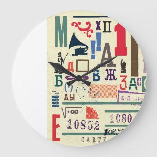 Vintage Stamp: Document Decor Large Clock