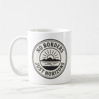 Vintage Stamp – “No Borders, Just Horizons”. Coffee Mug