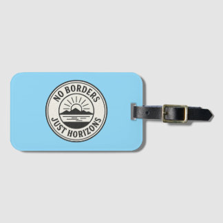 Vintage Stamp – “No Borders, Just Horizons”. Luggage Tag