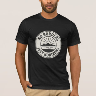 Vintage Stamp – “No Borders, Just Horizons”. T-Shirt