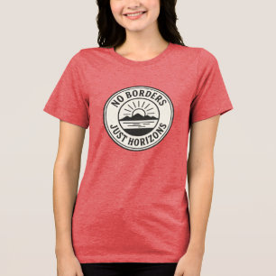 Vintage Stamp – “No Borders, Just Horizons”. Tri-Blend Shirt