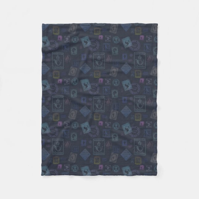 Vintage Stamp Pattern Fleece - Dark Blanket (Front)