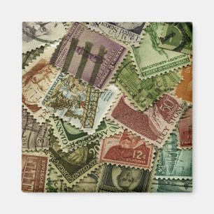 Vintage Stamp Print Magnet