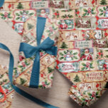 Vintage Stamp Ticket Cute Christmas Wrapping Paper<br><div class="desc">Vintage stamp,  cute ticket nostalgic Christmas wrapping paper.</div>