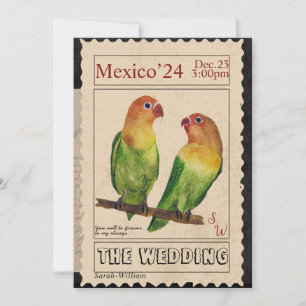 Vintage Stamp Wedding Invitation